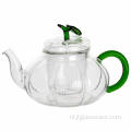 Borosilicaatpompoenglazen theepot met glazen zetgroep